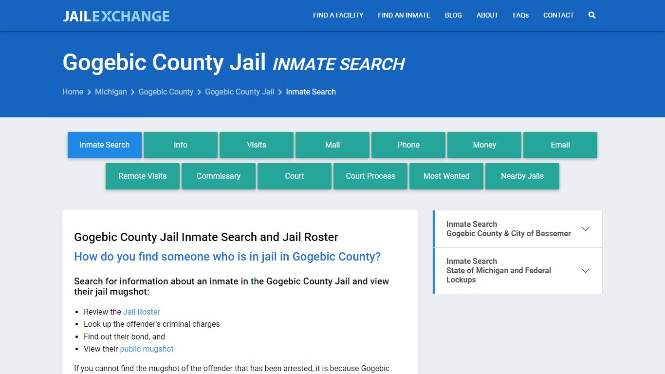 Inmate Search: Roster & Mugshots - Gogebic County Jail, MI